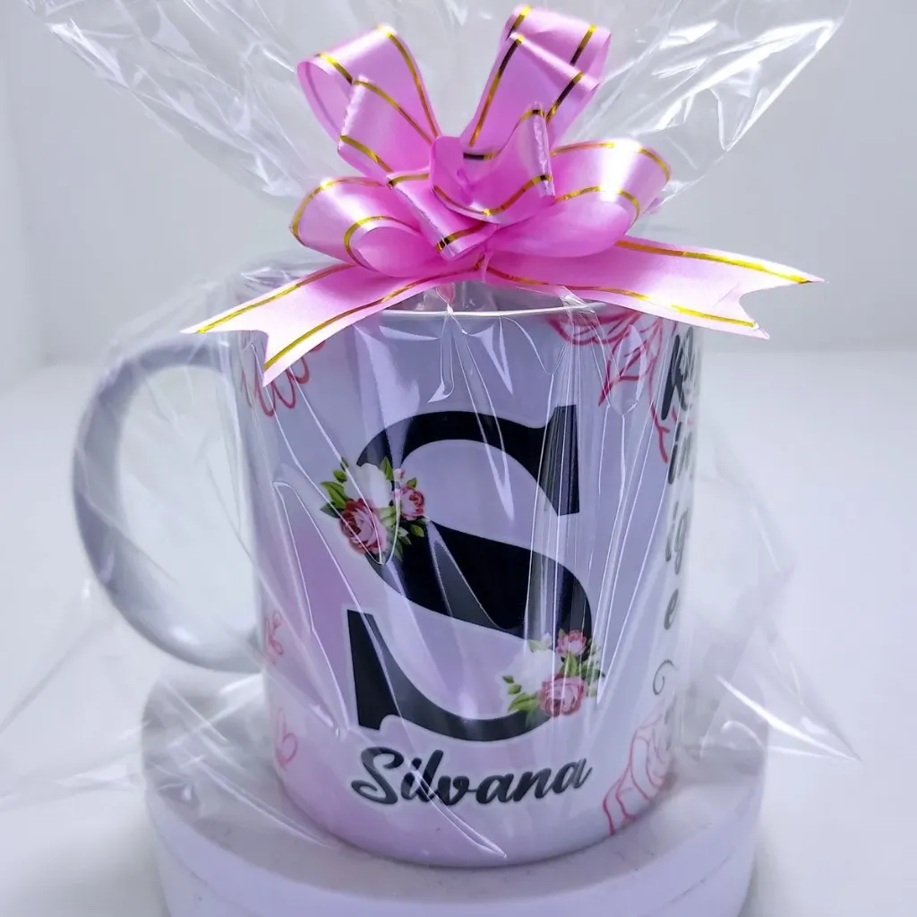 Jarra de cerámica sublimada con envoltura de regalo